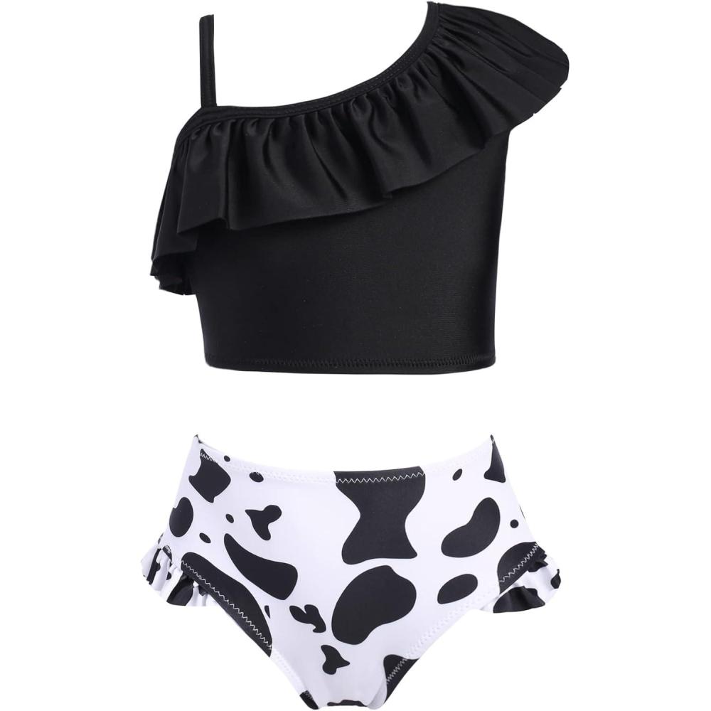 image:imageArshiner Girls Two Piece Swimsuit Ruffles Flounce Printed Bikini Set Swimwear Girl Bathing Suits with Chest PadPattern 15