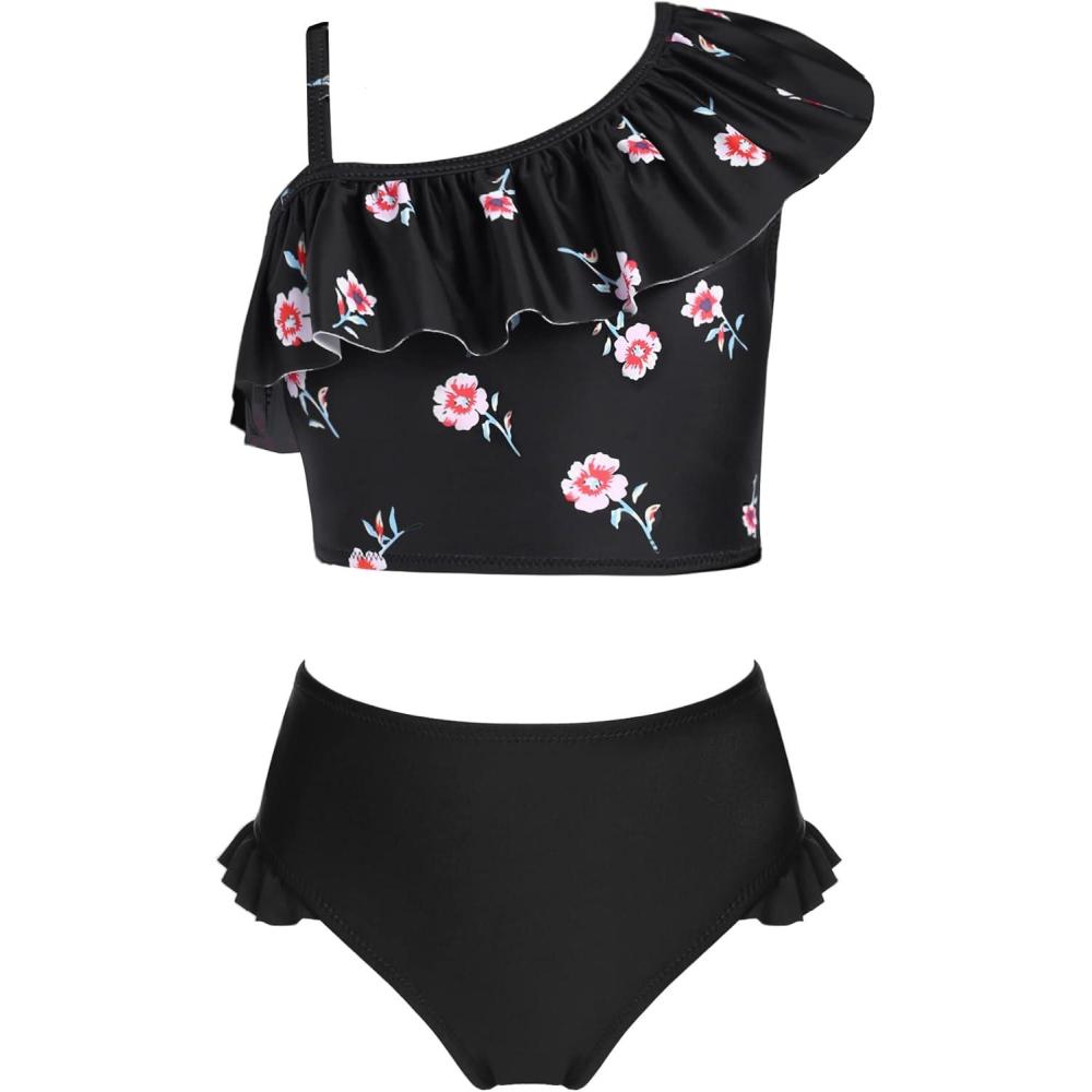 image:imageArshiner Girls Two Piece Swimsuit Ruffles Flounce Printed Bikini Set Swimwear Girl Bathing Suits with Chest PadPattern 19