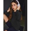 Arshiner Girls Crewneck Sweatshirt Long Sleeve Pullover Tops Drop Shoulder Sweatshirts Side Split(Black)
