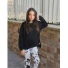 Arshiner Girls Crewneck Sweatshirt Long Sleeve Pullover Tops Drop Shoulder Sweatshirts Side Split(Black)