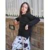 Arshiner Girls Crewneck Sweatshirt Long Sleeve Pullover Tops Drop Shoulder Sweatshirts Side Split(Black)