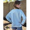Arshiner Girls Crewneck Sweatshirt Long Sleeve Pullover Tops Drop Shoulder Sweatshirts Side Split(Blue)
