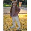 Arshiner Girls Crewneck Sweatshirt Long Sleeve Pullover Tops Drop Shoulder Sweatshirts Side Split(Brown)