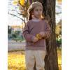 Arshiner Girls Crewneck Sweatshirt Long Sleeve Pullover Tops Drop Shoulder Sweatshirts Side Split(Brown)