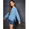 Arshiner Girls Crewneck Sweatshirt Long Sleeve Pullover Tops Drop Shoulder Sweatshirts Side Split(Deep Blue)