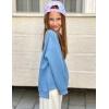 Arshiner Girls Crewneck Sweatshirt Long Sleeve Pullover Tops Drop Shoulder Sweatshirts Side Split(Deep Blue)