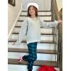 Arshiner Girls Crewneck Sweatshirt Long Sleeve Pullover Tops Drop Shoulder Sweatshirts Side Split(Grey)