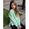 Arshiner Girls Crewneck Sweatshirt Long Sleeve Pullover Tops Drop Shoulder Sweatshirts Side Split(Ice Green)