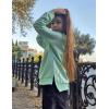 Arshiner Girls Crewneck Sweatshirt Long Sleeve Pullover Tops Drop Shoulder Sweatshirts Side Split(Ice Green)