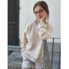 Arshiner Girls Crewneck Sweatshirt Long Sleeve Pullover Tops Drop Shoulder Sweatshirts Side Split(Khaki)