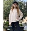 Arshiner Girls Crewneck Sweatshirt Long Sleeve Pullover Tops Drop Shoulder Sweatshirts Side Split(Khaki)