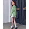 Arshiner Girls Crewneck Sweatshirt Long Sleeve Pullover Tops Drop Shoulder Sweatshirts Side Split(Light Green)