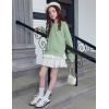 Arshiner Girls Crewneck Sweatshirt Long Sleeve Pullover Tops Drop Shoulder Sweatshirts Side Split(Light Green)