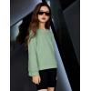 Arshiner Girls Crewneck Sweatshirt Long Sleeve Pullover Tops Drop Shoulder Sweatshirts Side Split(Light Green)