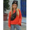 Arshiner Girls Crewneck Sweatshirt Long Sleeve Pullover Tops Drop Shoulder Sweatshirts Side Split(Orange)