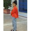 Arshiner Girls Crewneck Sweatshirt Long Sleeve Pullover Tops Drop Shoulder Sweatshirts Side Split(Orange)