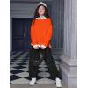 Arshiner Girls Crewneck Sweatshirt Long Sleeve Pullover Tops Drop Shoulder Sweatshirts Side Split(Orange)