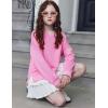 Arshiner Girls Crewneck Sweatshirt Long Sleeve Pullover Tops Drop Shoulder Sweatshirts Side Split(Peach Pink)