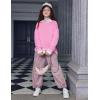 Arshiner Girls Crewneck Sweatshirt Long Sleeve Pullover Tops Drop Shoulder Sweatshirts Side Split(Peach Pink)