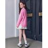 Arshiner Girls Crewneck Sweatshirt Long Sleeve Pullover Tops Drop Shoulder Sweatshirts Side Split(Peach Pink)