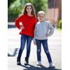 Arshiner Girls Crewneck Sweatshirt Long Sleeve Pullover Tops Drop Shoulder Sweatshirts Side Split(Red)