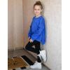 Arshiner Girls Crewneck Sweatshirt Long Sleeve Pullover Tops Drop Shoulder Sweatshirts Side Split(Royal Blue)