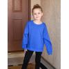 Arshiner Girls Crewneck Sweatshirt Long Sleeve Pullover Tops Drop Shoulder Sweatshirts Side Split(Royal Blue)