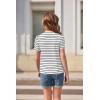 Arshiner Girls Puff Short Sleeve Shirts Summer Ribbed Knit Crewneck T Shirt Tops Tee Blouse(Black Stripe)