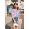 Arshiner Girls Puff Short Sleeve Shirts Summer Ribbed Knit Crewneck T Shirt Tops Tee Blouse(Tie Dye Purple)