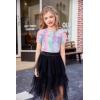 Arshiner Girls Puff Short Sleeve Shirts Summer Ribbed Knit Crewneck T Shirt Tops Tee Blouse(Tie Dye Purple)
