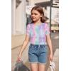 Arshiner Girls Puff Short Sleeve Shirts Summer Ribbed Knit Crewneck T Shirt Tops Tee Blouse(Tie Dye Purple)