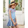 Arshiner Girls Shirt – Short-Sleeve Twist Front T-Shirt for Girls with Cute Flying Sleeves – Summer Blouse Tunic Tee Tops(Flowers-light Blue)