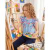 Arshiner Girls Shirt – Short-Sleeve Twist Front T-Shirt for Girls with Cute Flying Sleeves – Summer Blouse Tunic Tee Tops(Flowers-light Blue)
