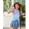 Arshiner Girls Shirt – Short-Sleeve Twist Front T-Shirt for Girls with Cute Flying Sleeves – Summer Blouse Tunic Tee Tops(Flowers-light Blue)