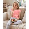 Arshiner Girls Shirt – Short-Sleeve Twist Front T-Shirt for Girls with Cute Flying Sleeves – Summer Blouse Tunic Tee Tops(Stripe-pink&white)