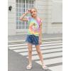 Arshiner Girls Shirt – Short-Sleeve Twist Front T-Shirt for Girls with Cute Flying Sleeves – Summer Blouse Tunic Tee Tops(Tie Dye Bee)