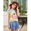 Arshiner Girls Shirt – Short-Sleeve Twist Front T-Shirt for Girls with Cute Flying Sleeves – Summer Blouse Tunic Tee Tops(Tie Dye Bee)