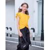 Arshiner Girls Shirt – Short-Sleeve Twist Front T-Shirt for Girls with Cute Flying Sleeves – Summer Blouse Tunic Tee Tops(Yellow)