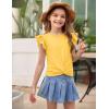 Arshiner Girls Shirt – Short-Sleeve Twist Front T-Shirt for Girls with Cute Flying Sleeves – Summer Blouse Tunic Tee Tops(Yellow)