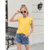 Arshiner Girls Shirt – Short-Sleeve Twist Front T-Shirt for Girls with Cute Flying Sleeves – Summer Blouse Tunic Tee Tops(Yellow)