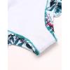 Arshiner Girls Two Piece Swimsuit Ruffles Flounce Printed Bikini Set Swimwear Girl Bathing Suits with Chest Pad(Blue Green)