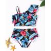 Arshiner Girls Two Piece Swimsuit Ruffles Flounce Printed Bikini Set Swimwear Girl Bathing Suits with Chest Pad(Bright Blue – Leaf)