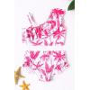Arshiner Girls Two Piece Swimsuit Ruffles Flounce Printed Bikini Set Swimwear Girl Bathing Suits with Chest Pad(Deep Pink – Tree)