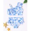 Arshiner Girls Two Piece Swimsuit Ruffles Flounce Printed Bikini Set Swimwear Girl Bathing Suits with Chest Pad(Light Blue – Flower)