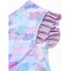 Arshiner Girls Two Piece Swimsuit Ruffles Flounce Printed Bikini Set Swimwear Girl Bathing Suits with Chest Pad(Orchid – Fish Scale)