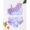 Arshiner Girls Two Piece Swimsuit Ruffles Flounce Printed Bikini Set Swimwear Girl Bathing Suits with Chest Pad(Orchid – Fish Scale)