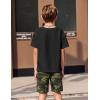 Arshiner Kids Boy Drop Shoulder Tee & Drawstring Waist Shorts With Chain Necklace(Army Green & Camo)