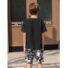 Arshiner Kids Boy Drop Shoulder Tee & Drawstring Waist Shorts With Chain Necklace(Black & Black Camo)