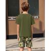 Arshiner Kids Boy Drop Shoulder Tee & Drawstring Waist Shorts With Chain Necklace(Black & Camo)