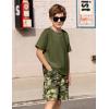 Arshiner Kids Boy Drop Shoulder Tee & Drawstring Waist Shorts With Chain Necklace(Black & Camo)